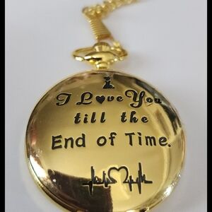 New I love you till the end of time heart beat quartz Pocket Watch